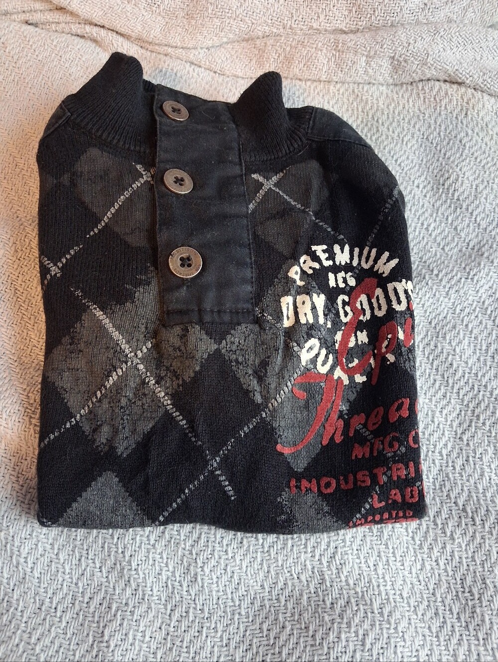 Boys Black Pullover Sweater with Graphic Print